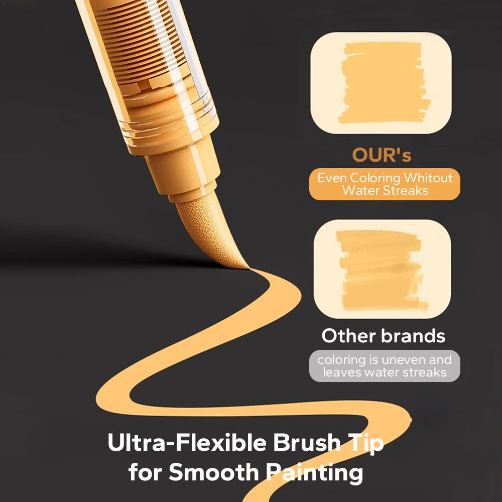 Acrylic Brush Markers Set 9 in grey, brown or flesh tones