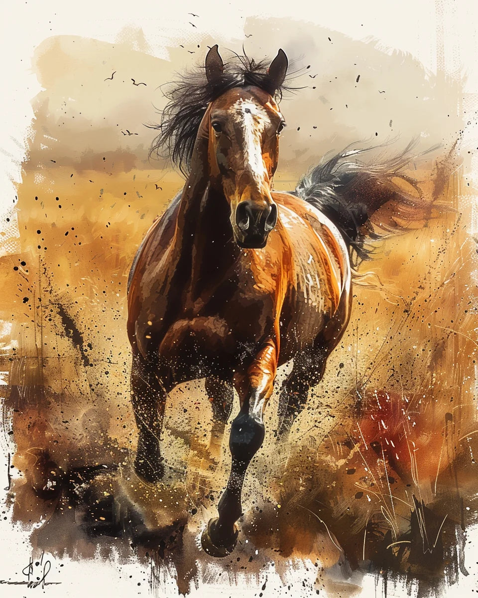 Painting By Numbers Galloping Horse Flower Animals Adult Acrylic Kit Seascape