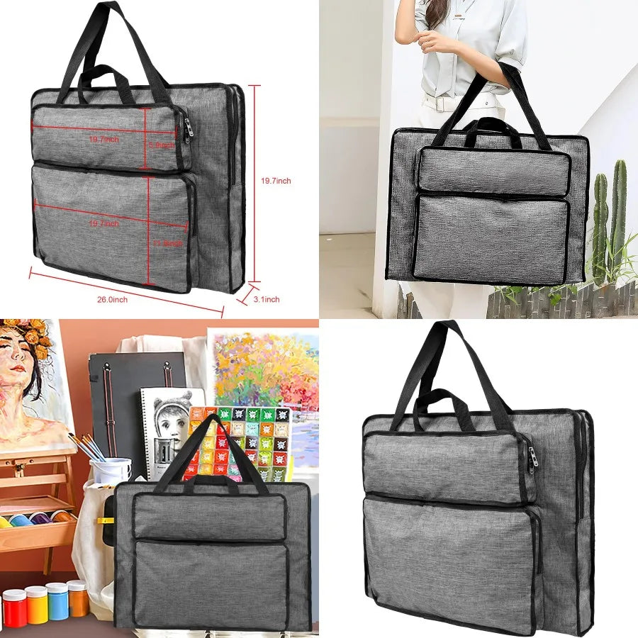 Students Water-Resistant Artist Portfolio Tote for Art Supplies Storage