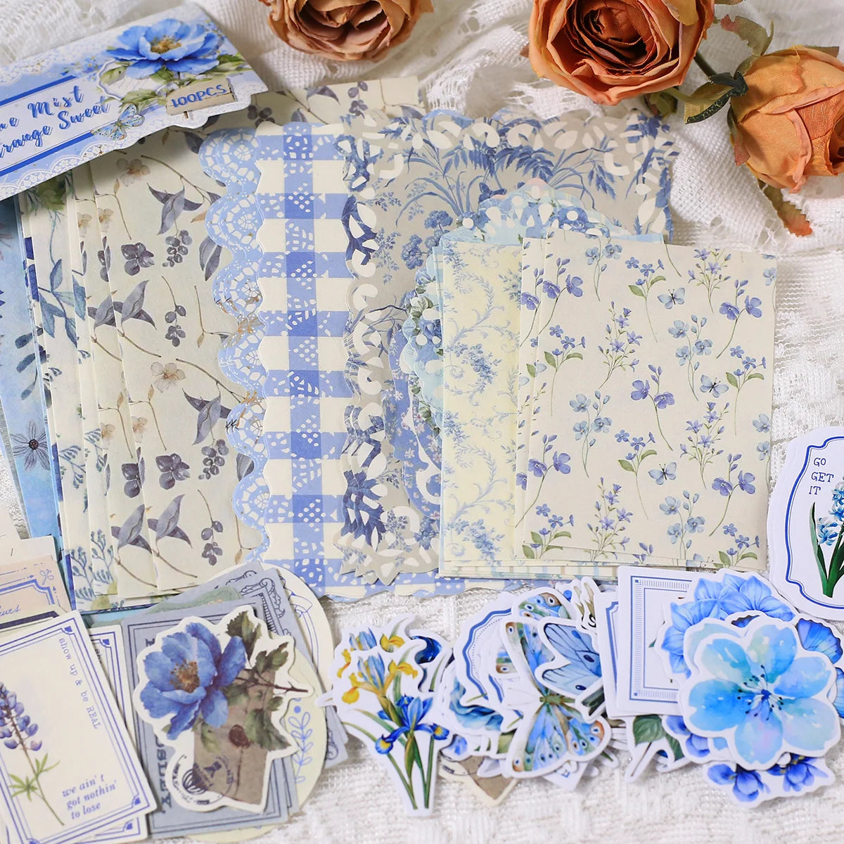 Vintage Scrapbooking Paper Collage Self-Adhesive Stickers