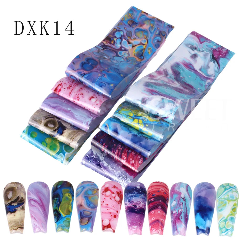 10PCS Plaid Nail Art Foil Transfer Paper