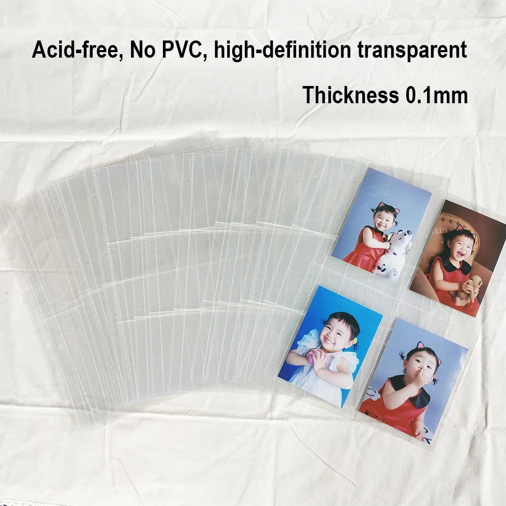 A4 Clear 10 Pcs Photo Album Refill Pages File Protector 4 Hole 6×4 10×15 4 Ring Binder Photocards Postcard Card Notebook
