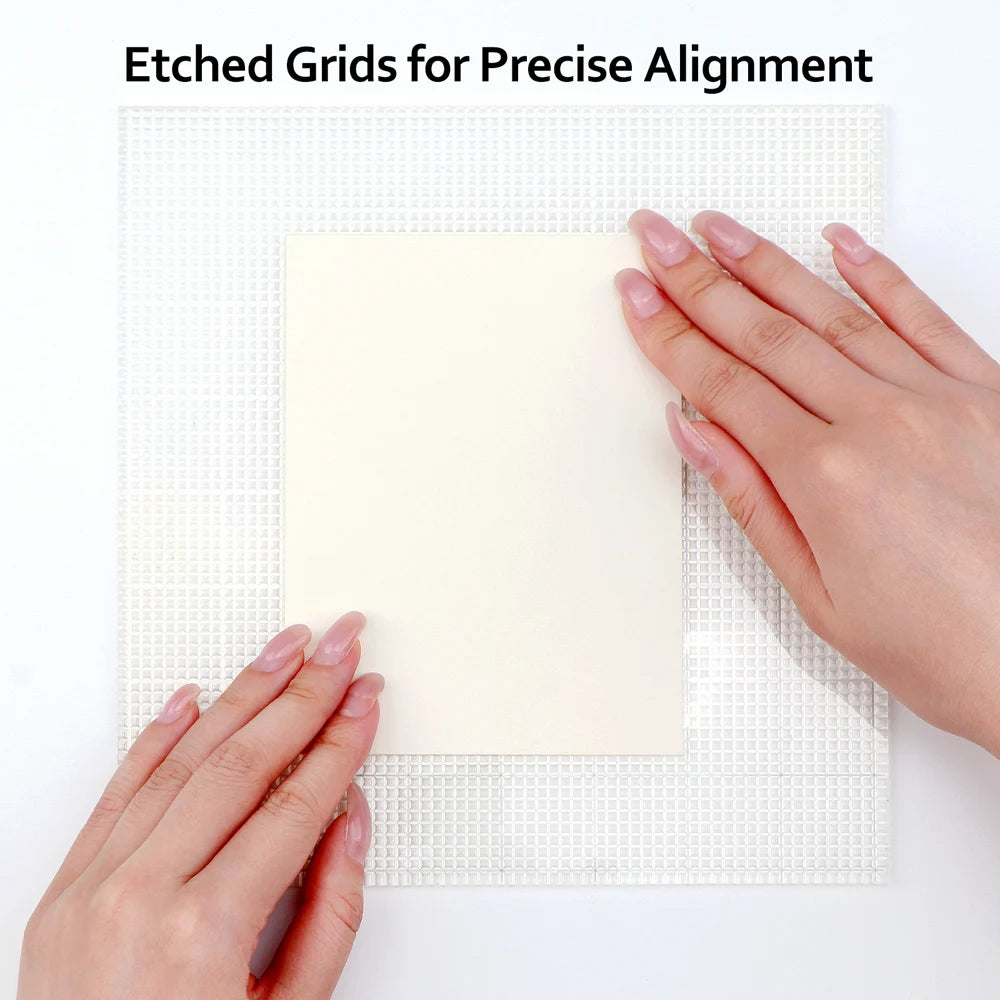 1pc Clear Photopolymer Craft Low Tacky Mat with Etched Grid Low Tack Sticky Mat for DIY Layered Stamping Paper Ink Project