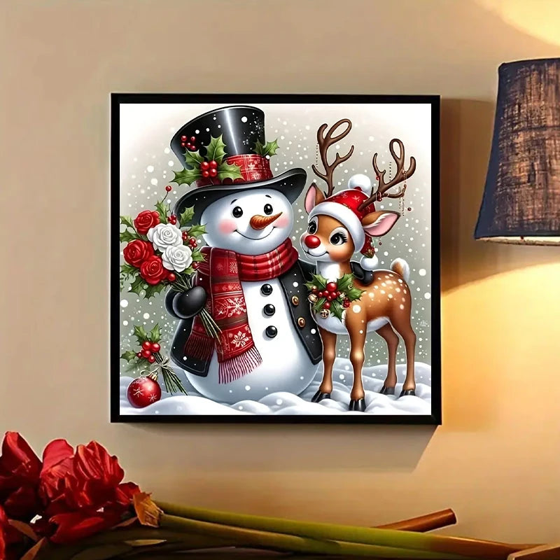 Christmas Snowdoll and Sika Deer Diamond Painting Set,