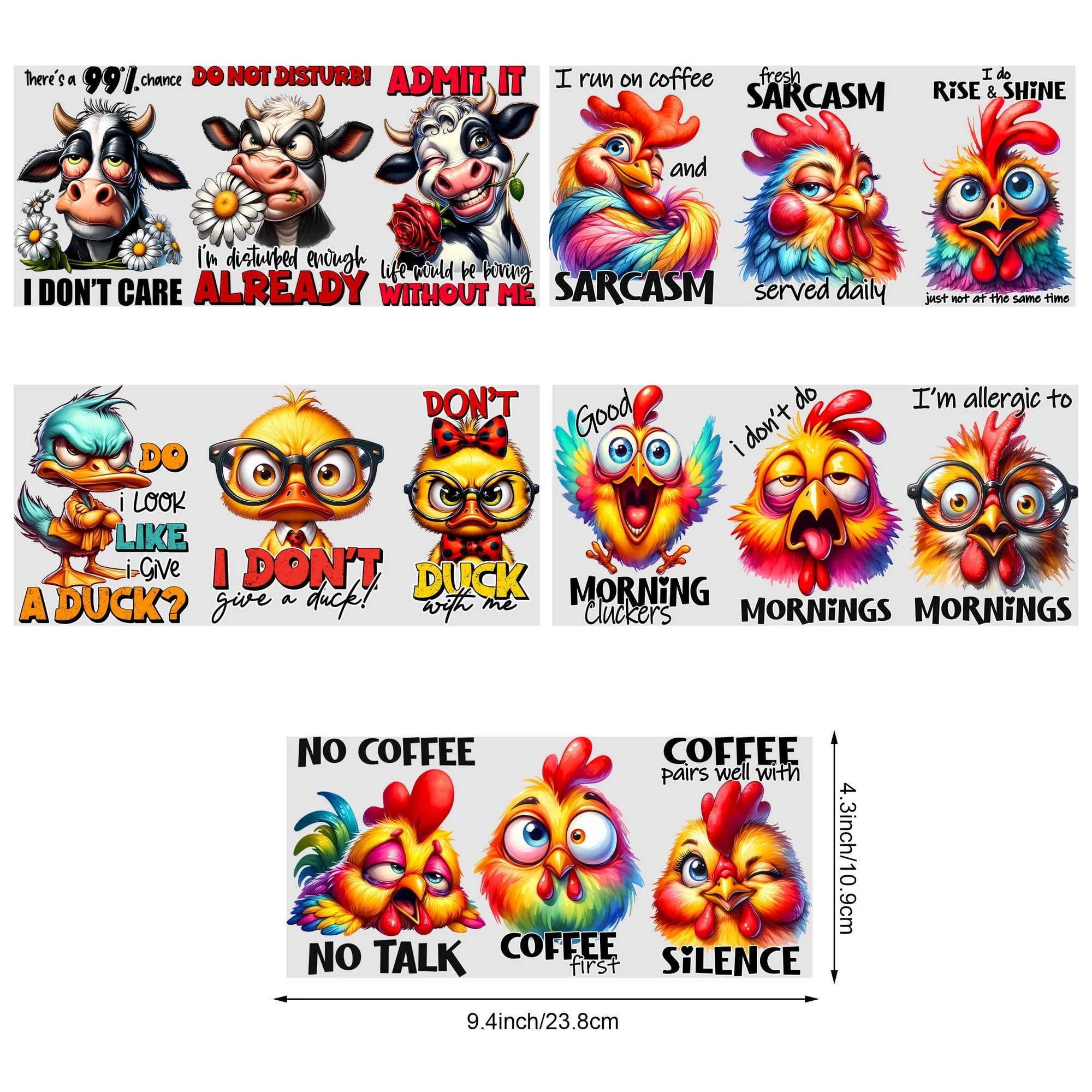 5 sheets animal UV DTF cup packaging suitable for 16oz glass cups,