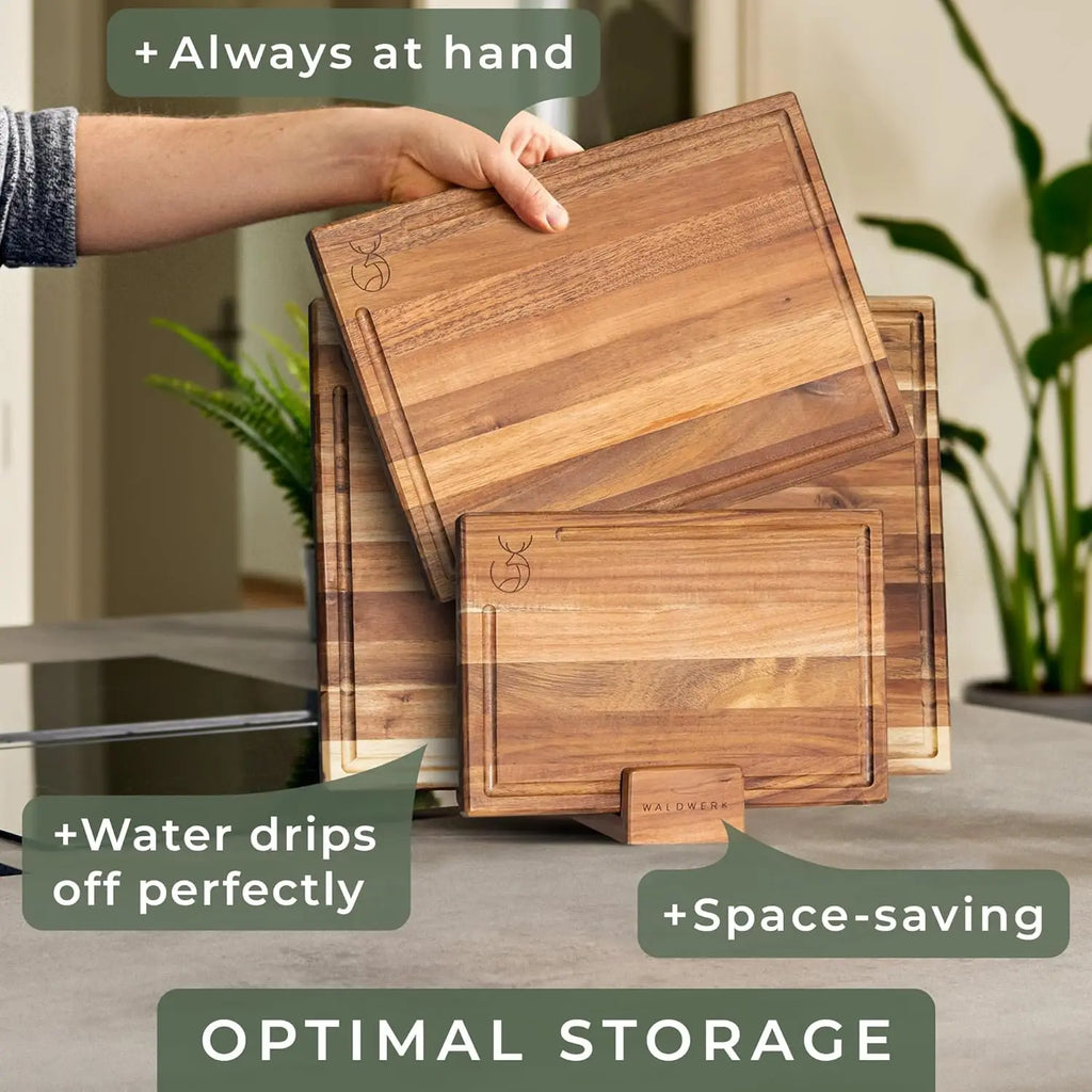 Solid Acacia Wood Cutting Board Set - 4 Sizes