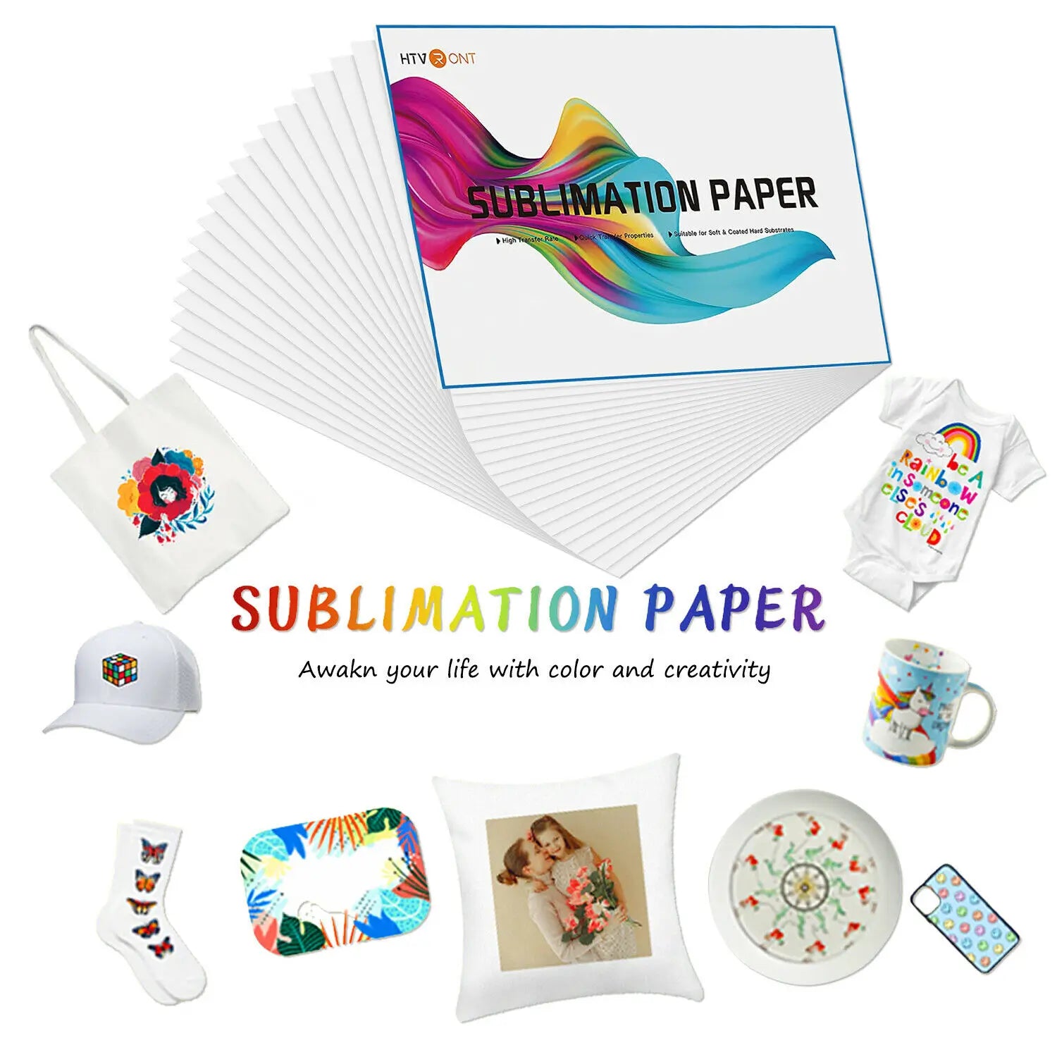 HTVRONT 150 Sheets 8.5 x 11 Inch Sublimation Paper 120g Heat Transfer Paper