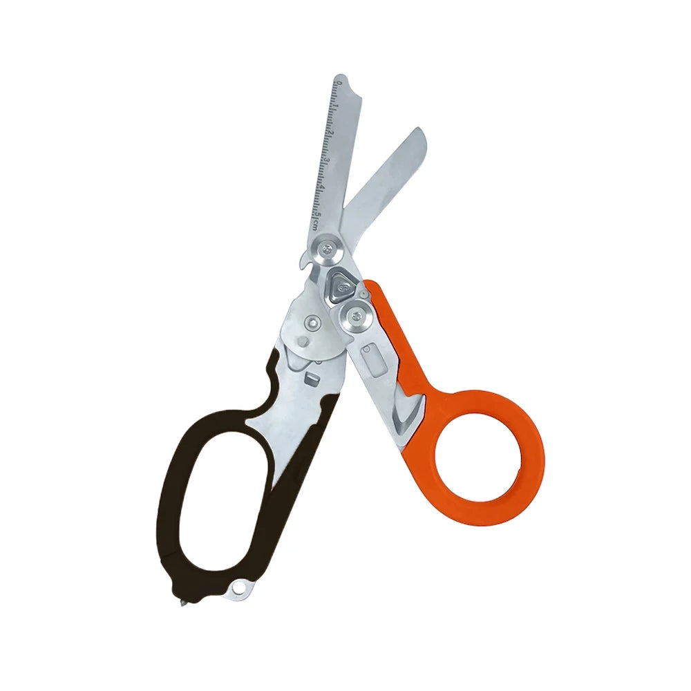 Multifunctional Scissors with Strap Cutter and Glass Breaker with Compatible Holster