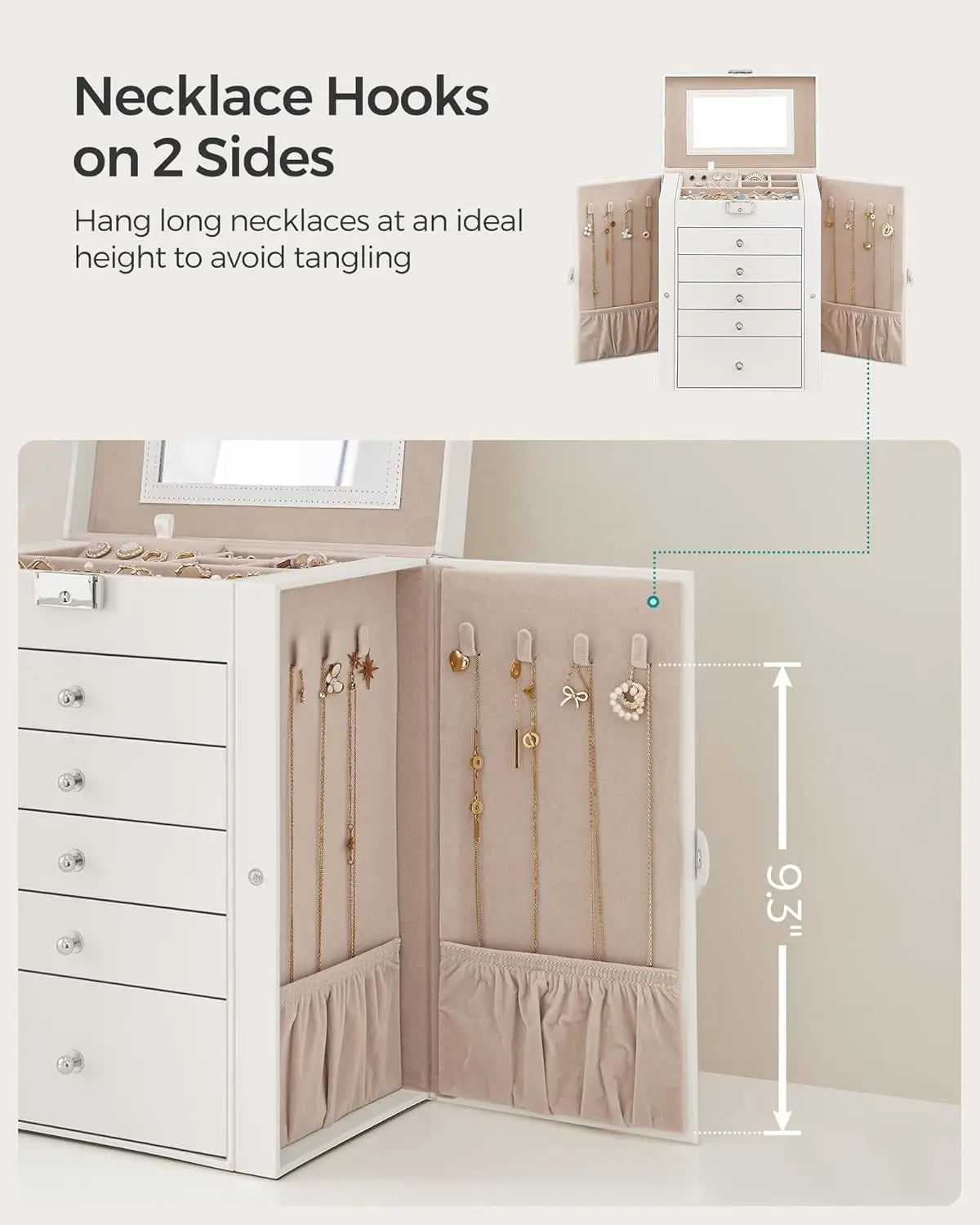 6-Tier Jewelry Organizer with Mirror,