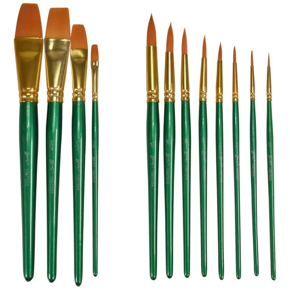 Golden Synthetic Taklon Paint Brushes, Assorted Sizes, Set of 72
