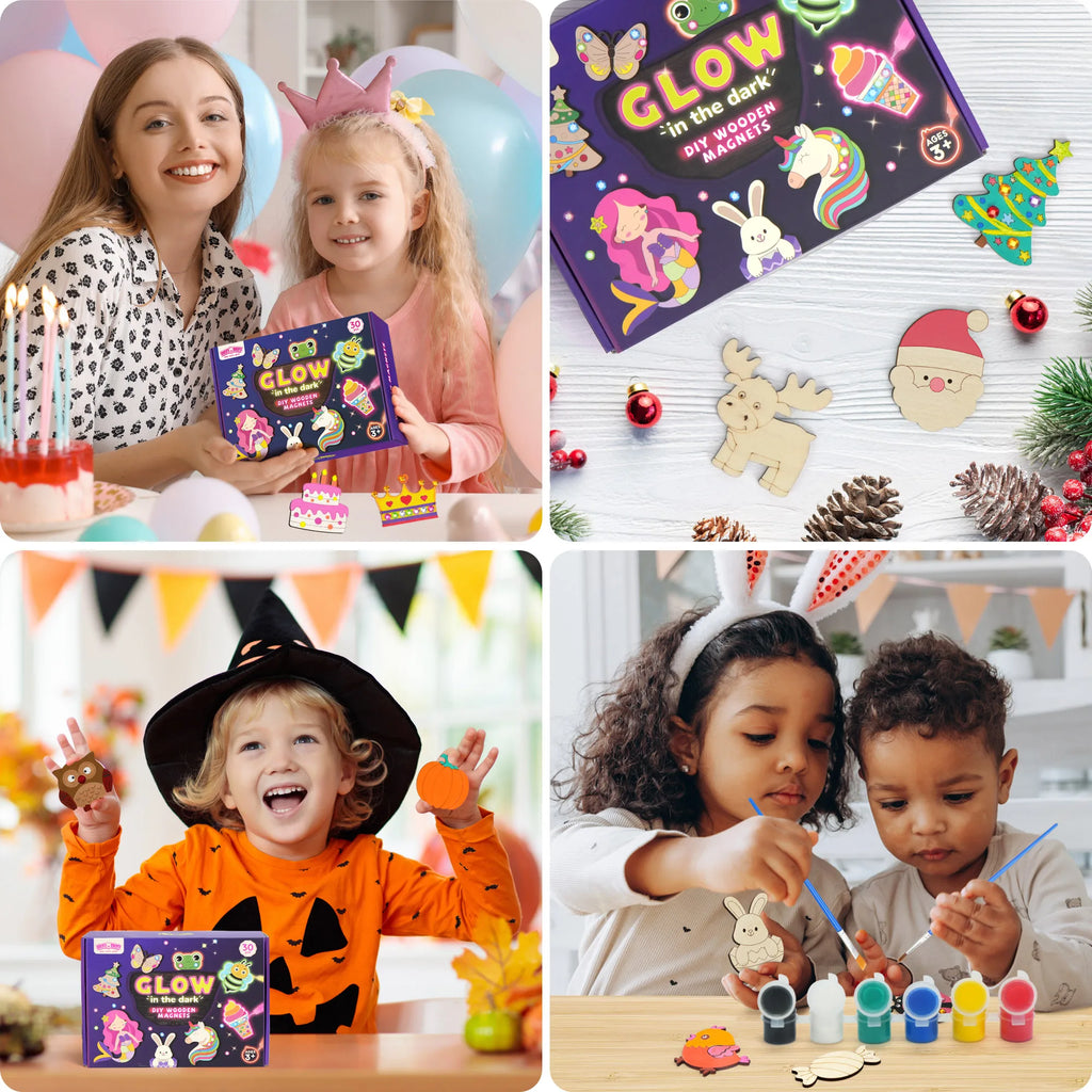 DIY Wooden Magnets Wood Crafts Kit for Kids