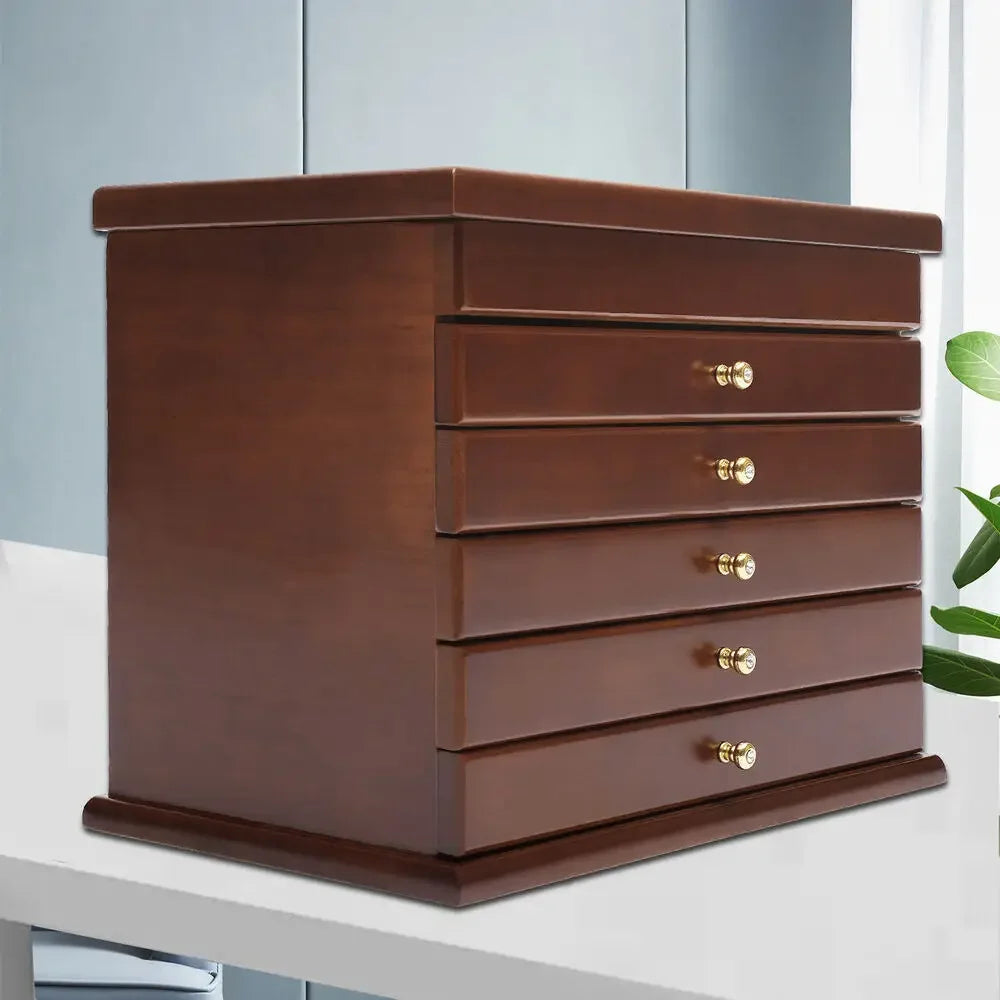 6-Tier Vintage Wooden Jewelry Storage Box