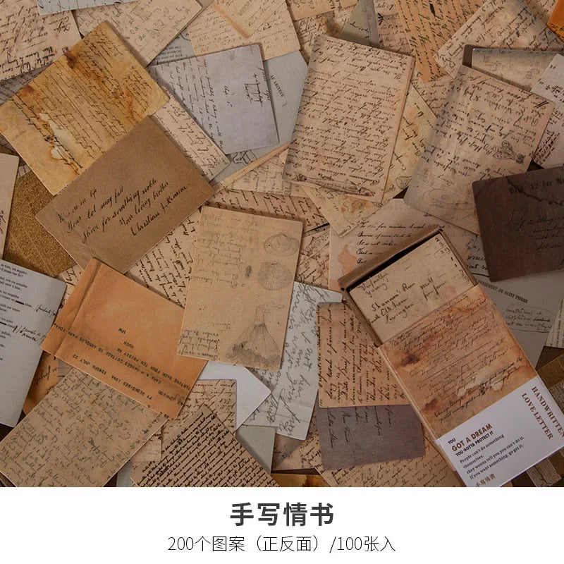 100Pcs Vintage Book Collection Kraft Paper Mini