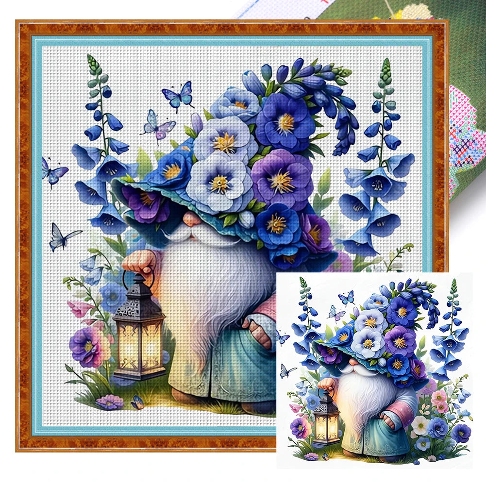 Full Embroidery cotton Thread 11CT Printed Gnome Cross Stitch Kit