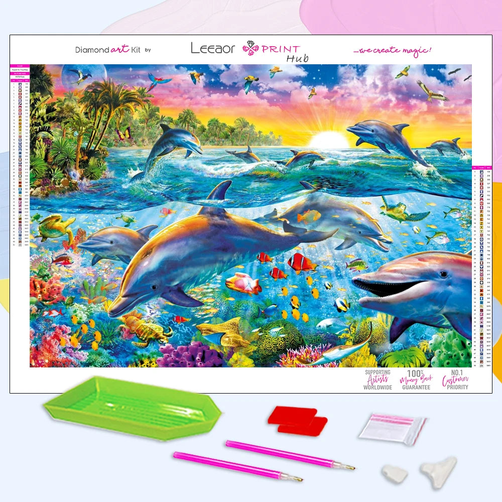Diy Diamond Painting Underwater World Full Diamond Mosaic Embroidery Cross Stitch Kits Ocean Landscape Home Decor Gift For Kids