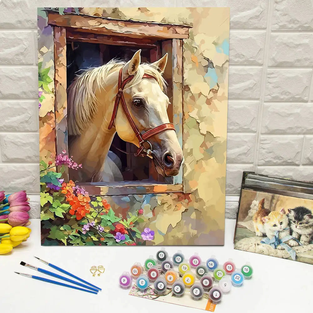 Digital Oil Painting Horse DIY Kit For Adults Paint By Number