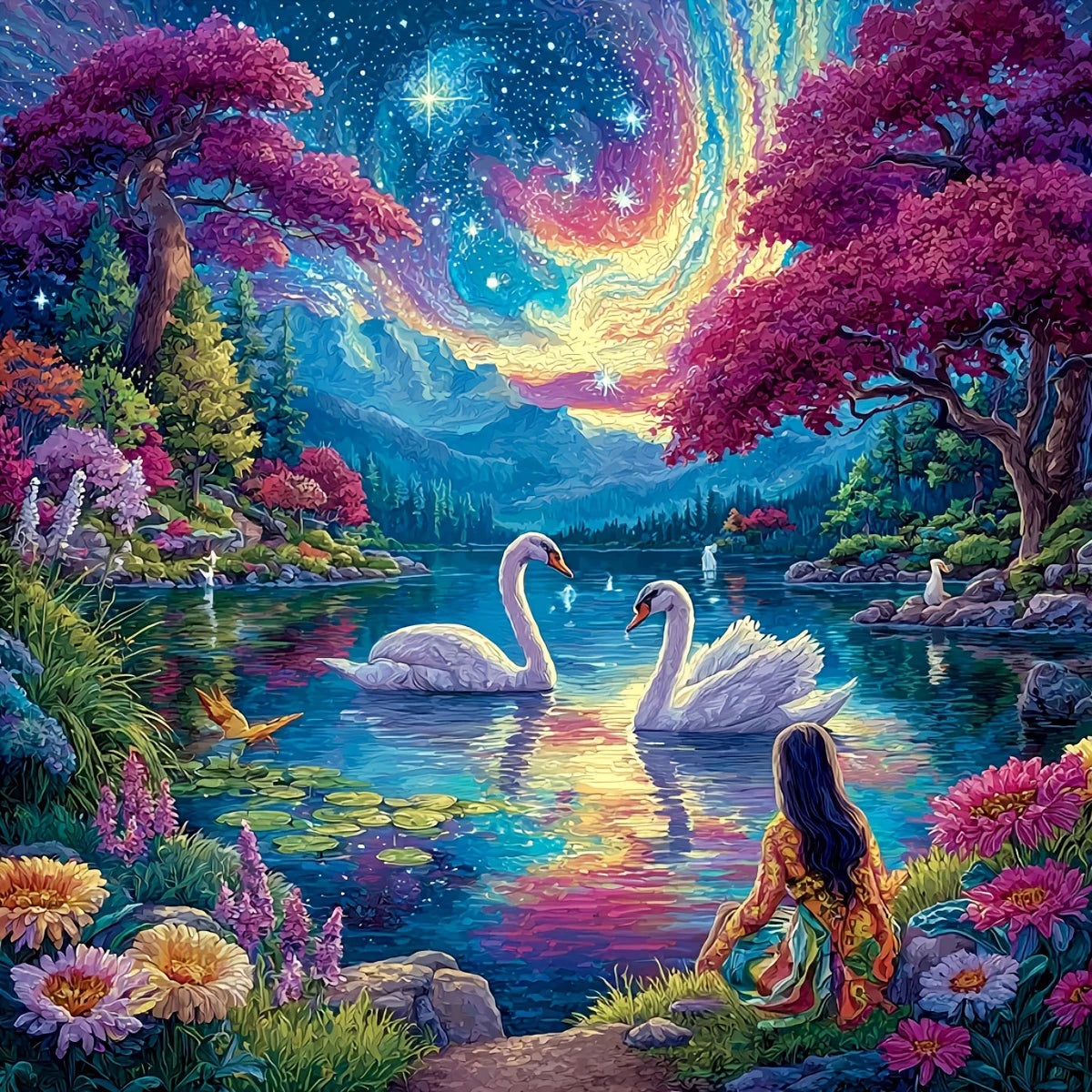 Swan Lake Pattern DIY Cross Stitch