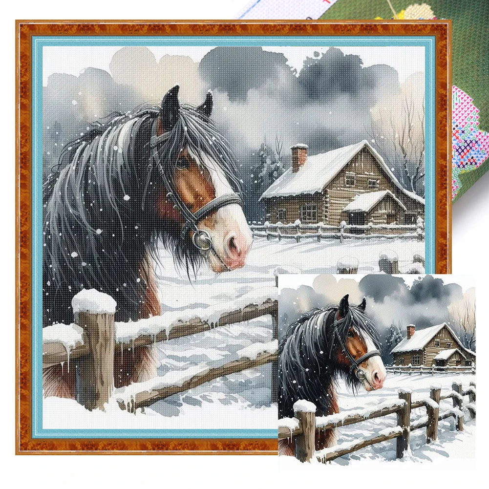 Horse Printed Cross Stitch Kit DIY 11CT Embroidery Craft Set Home Decoration