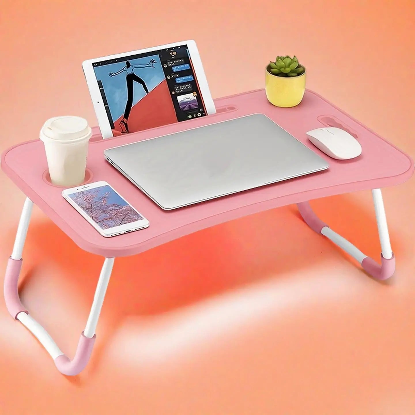 Foldable Table Computer Desk - With Cup Holder and Drawer