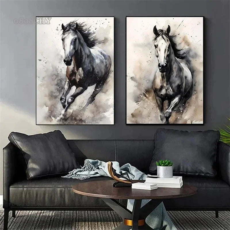 Horse Watercolor Canvas Oil Painting Prints