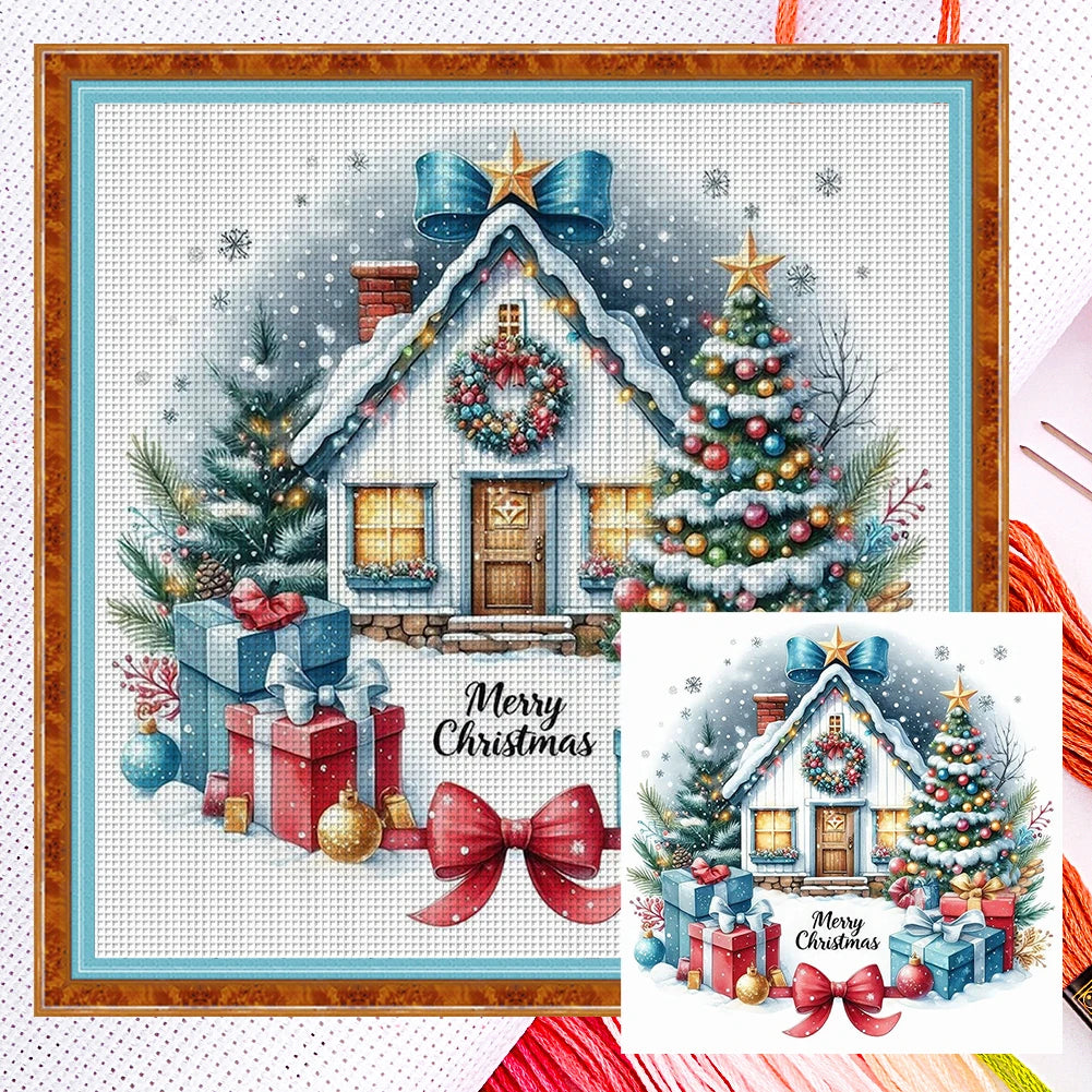 Full Embroidery Eco-cotton Thread 14CT Counted Christmas House