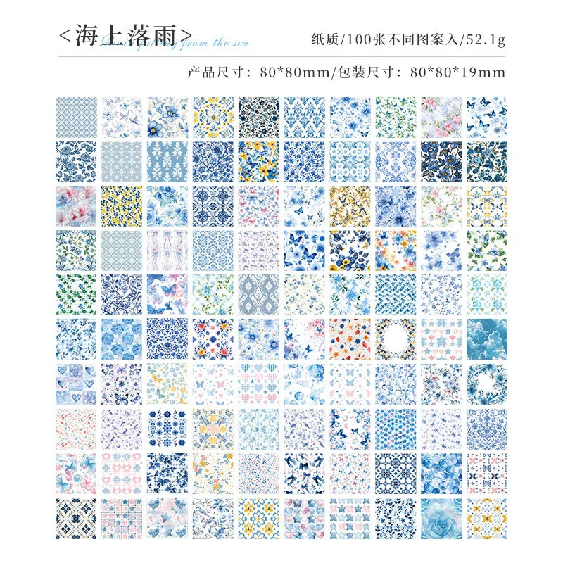 6 Styles, Each with 100 Sheets, Retro Style Plant and Flower Material Paper DIY Hand Account Decoration Base Paper