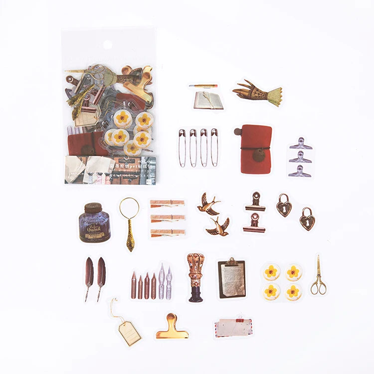 40pcs/pack PET Transparent Flowers Stickers Scrapbooking Junk Journal Flowers Sticker Stationery Supplies