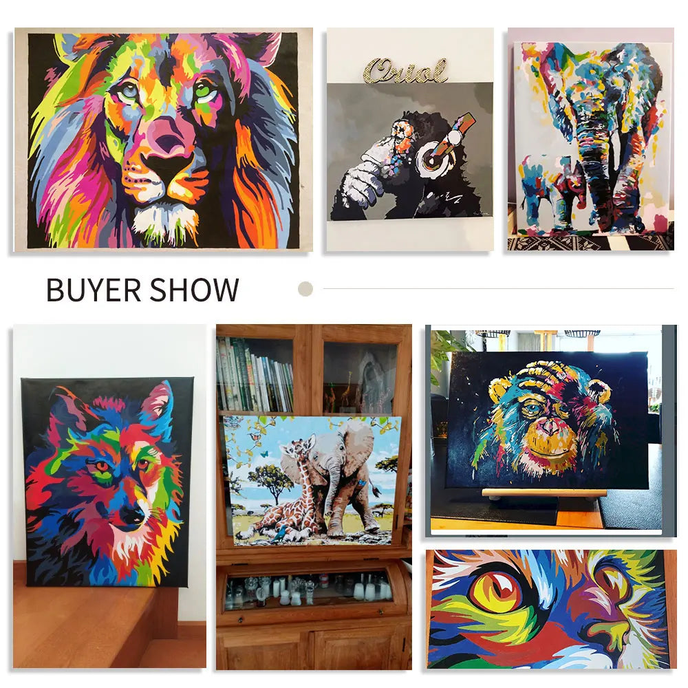 GATYZTORY Oil Painting By Numbers For Adults Horse Cat Animal Paint By Number Modern Home Decoration Artcraft Framed