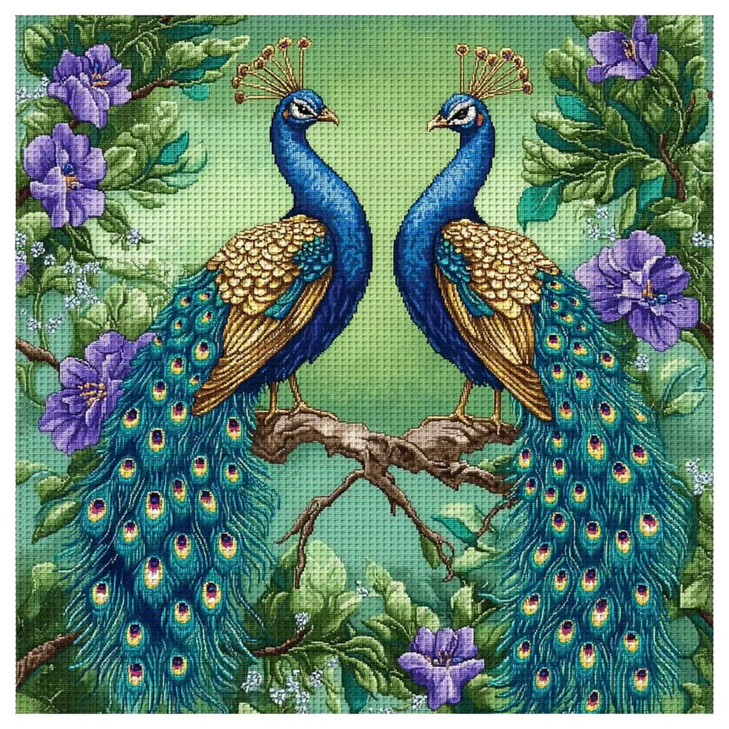 Peacock stamped cross stitch kit DIY kit 11CT/14CT