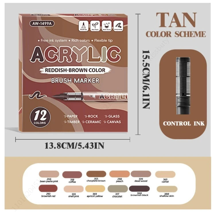 Acrylic Paint Markers, With Direct-Liquid Ink System, Brush Tip,