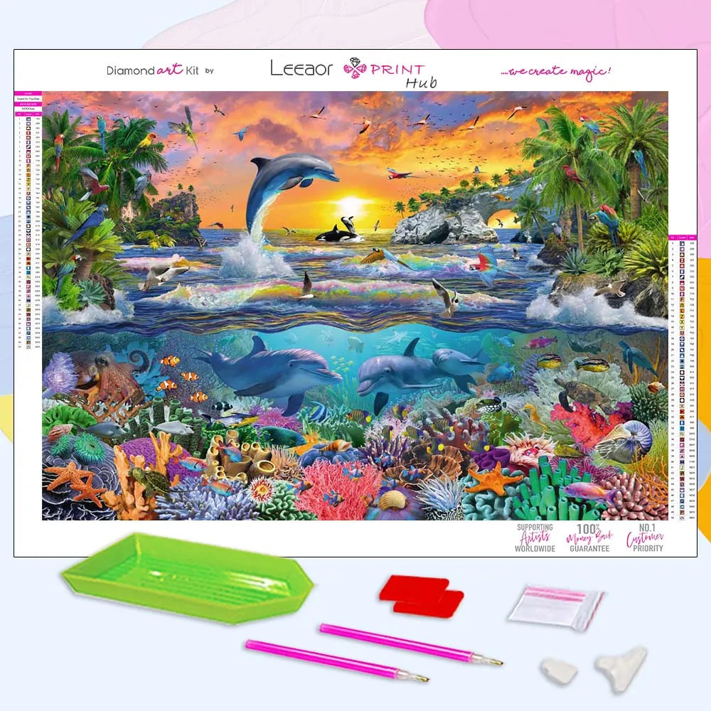Diy Diamond Painting Underwater World Full Diamond Mosaic Embroidery Cross Stitch Kits Ocean Landscape Home Decor Gift For Kids