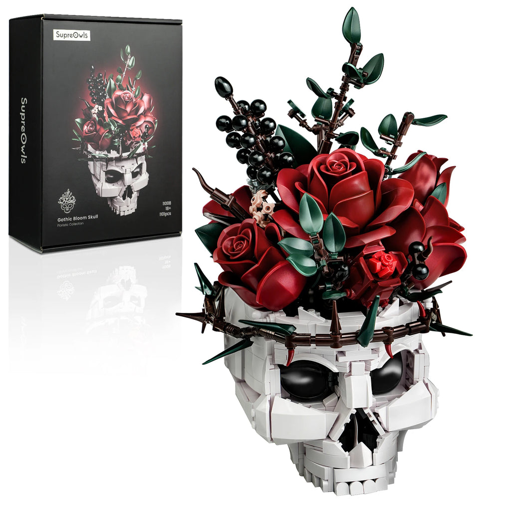 Skull Roses Bouquet Building Set   Horror Gothic