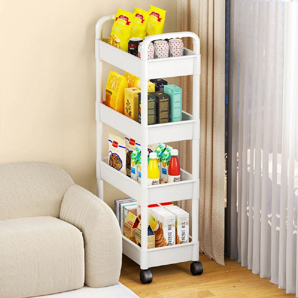 1pc 3/4-Tier Rolling Storage Cart,