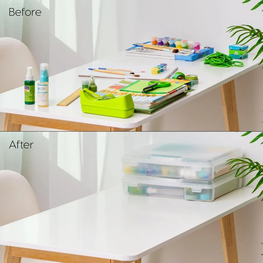 IRIS 12 x 12 Thick Portable Plastic Scrapbook Paper Storage Cases Organizers with Builtin Handle