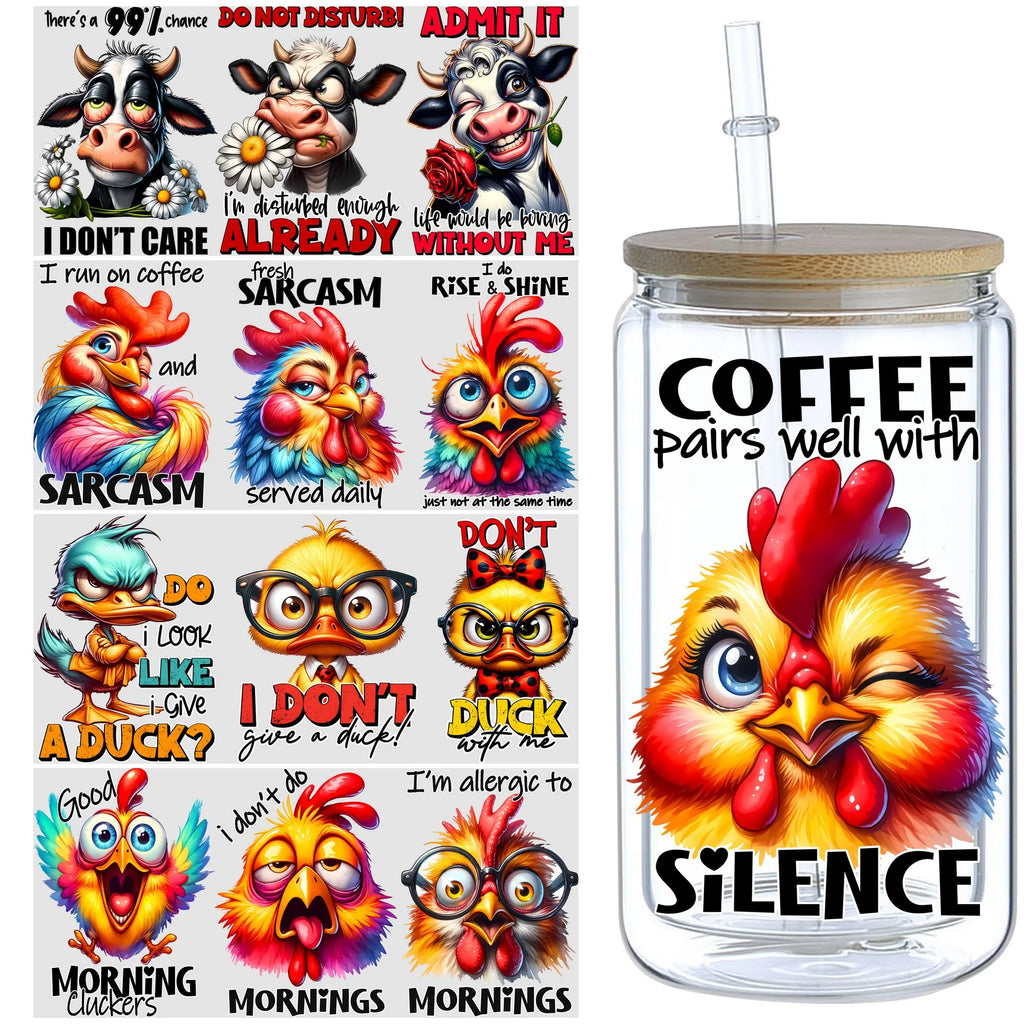 5 sheets animal UV DTF cup packaging suitable for 16oz glass cups,