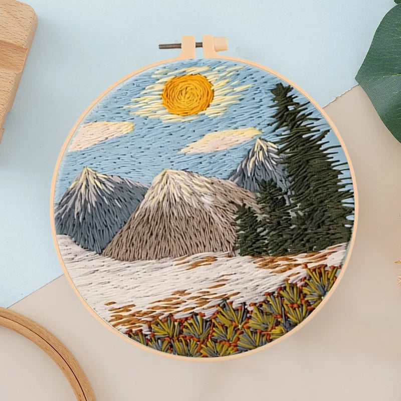 Floral Bird Animal Wreath Design Mixed Color Threads Needles And Instructions For All Crafting Embroidery Kits With Hoop