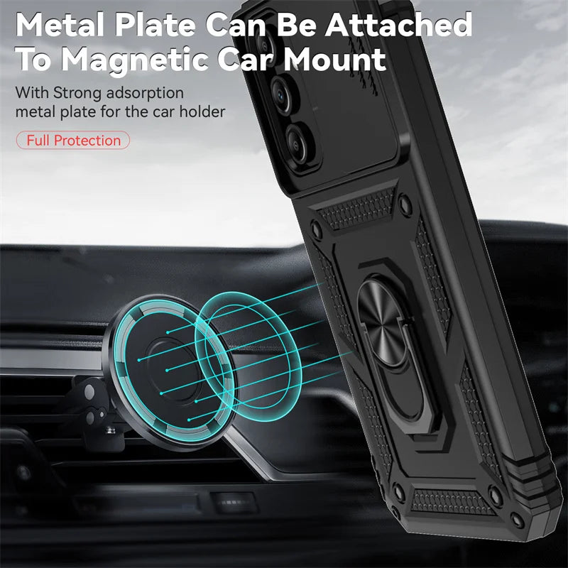 Slide Camera Lens Case For Samsung Galaxy Armor Shockproof Coque