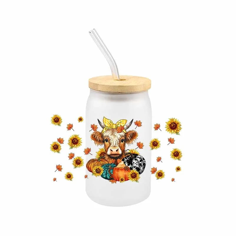 Cartoon Cow UV DTF Transfer Sticker Wraps   Waterproof Scratch Resistant Decals 3D