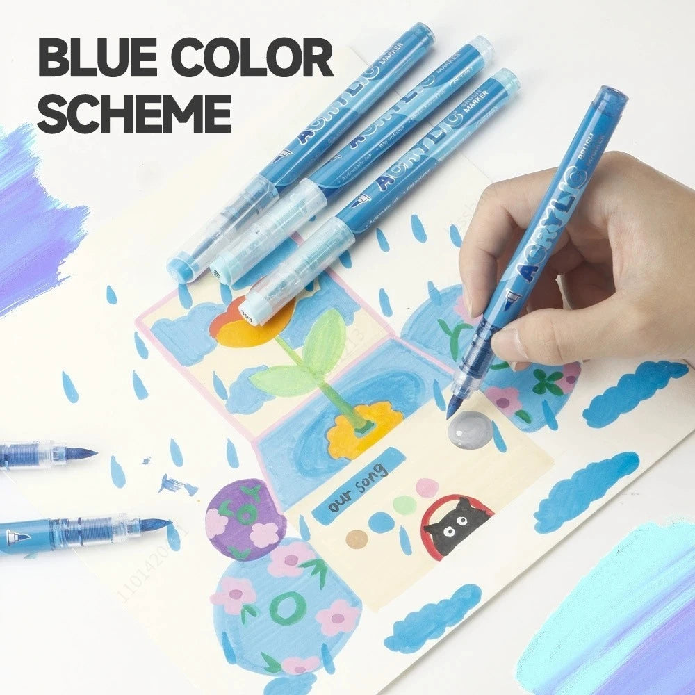 Acrylic Paint Markers, With Direct-Liquid Ink System, Brush Tip,