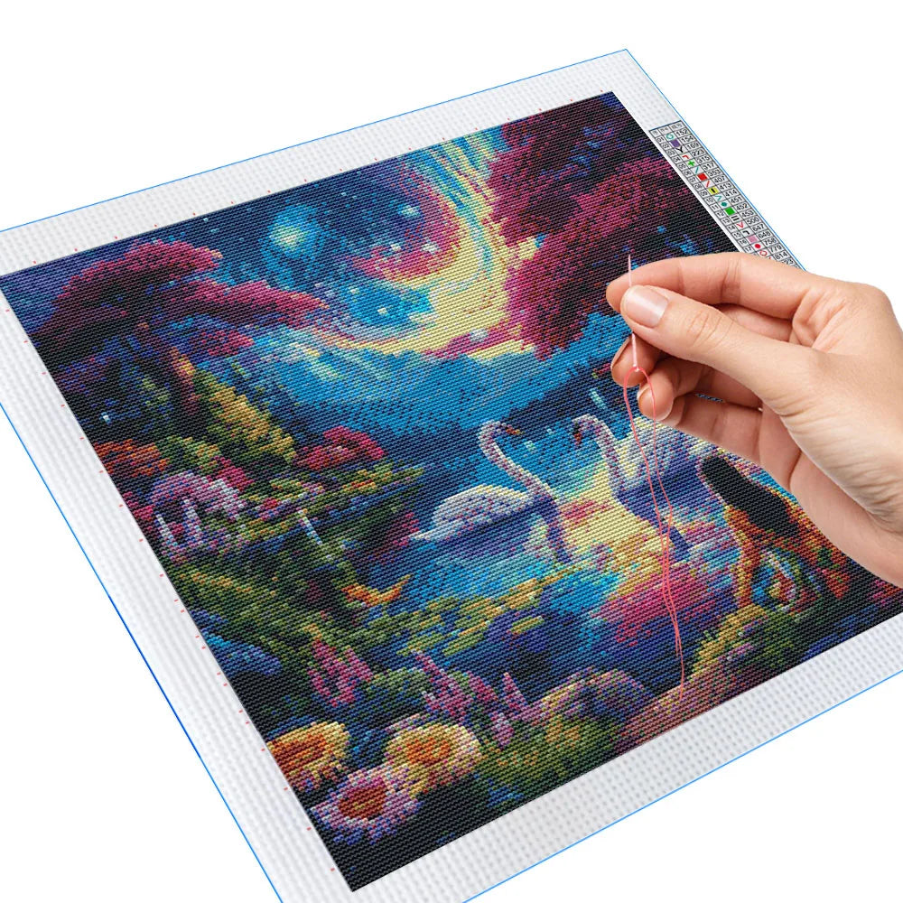 Swan Lake Pattern DIY Cross Stitch