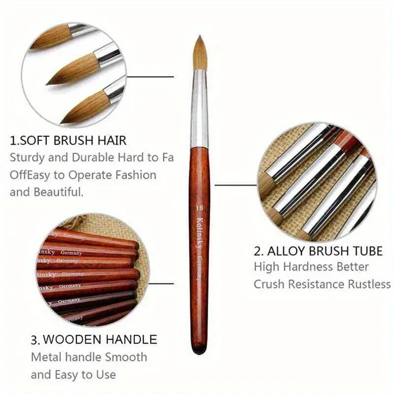 Kolinsky Acrylic Nail Brush Good Quality Nail Art Imitation Mink Brush Wood Handle Gel Builder Manicure Brush Drawing Tools