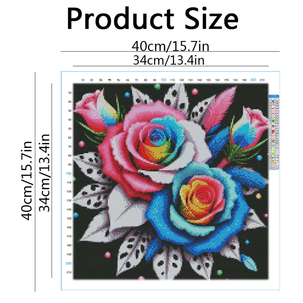 Cross Stitch  Rose Flower Embroidery 11Ct Picture Printed Canvas