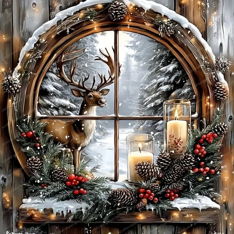 5D DIY Diamond Painting Christmas  Cozy Winter Scene Rhinestone