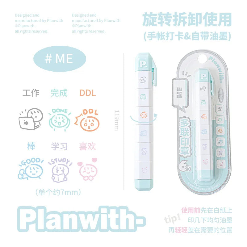 Stamp Set Pen Shape Detachable Ink Stamps