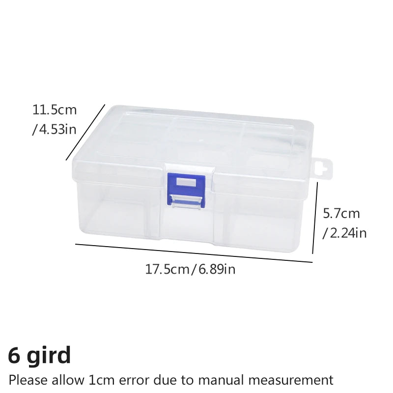 5 transparent plastic storage boxes