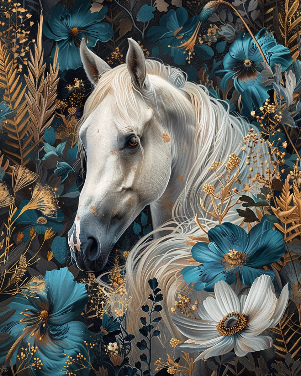 Painting By Numbers Galloping Horse Flower Animals Adult Acrylic Kit Seascape