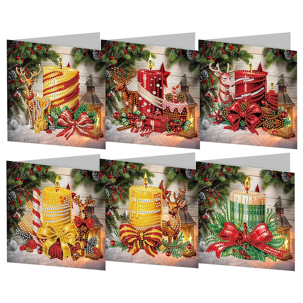 6/12pc DIY Diamond Painting Kits Greeting Card New 2024 Christmas Festival Card Diamond Daily Wish Card Gifts for Family Friends
