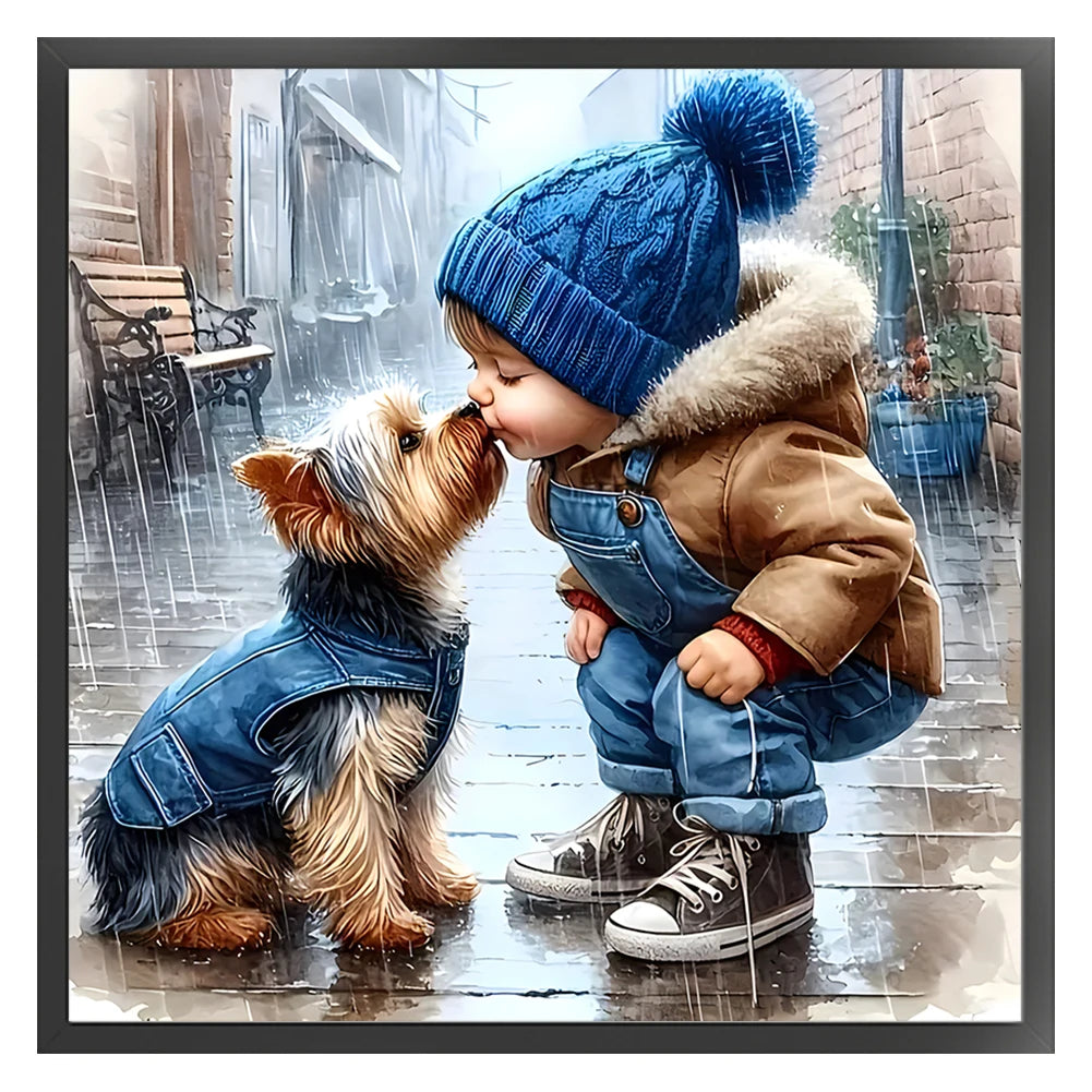 Full Embroidery  Printed Boy Cross Stitch Kit Art 40x40cm