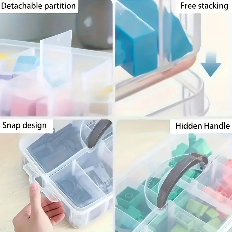 3-layer 18 Compartment Transparent Storage Box, can rearrange compartments