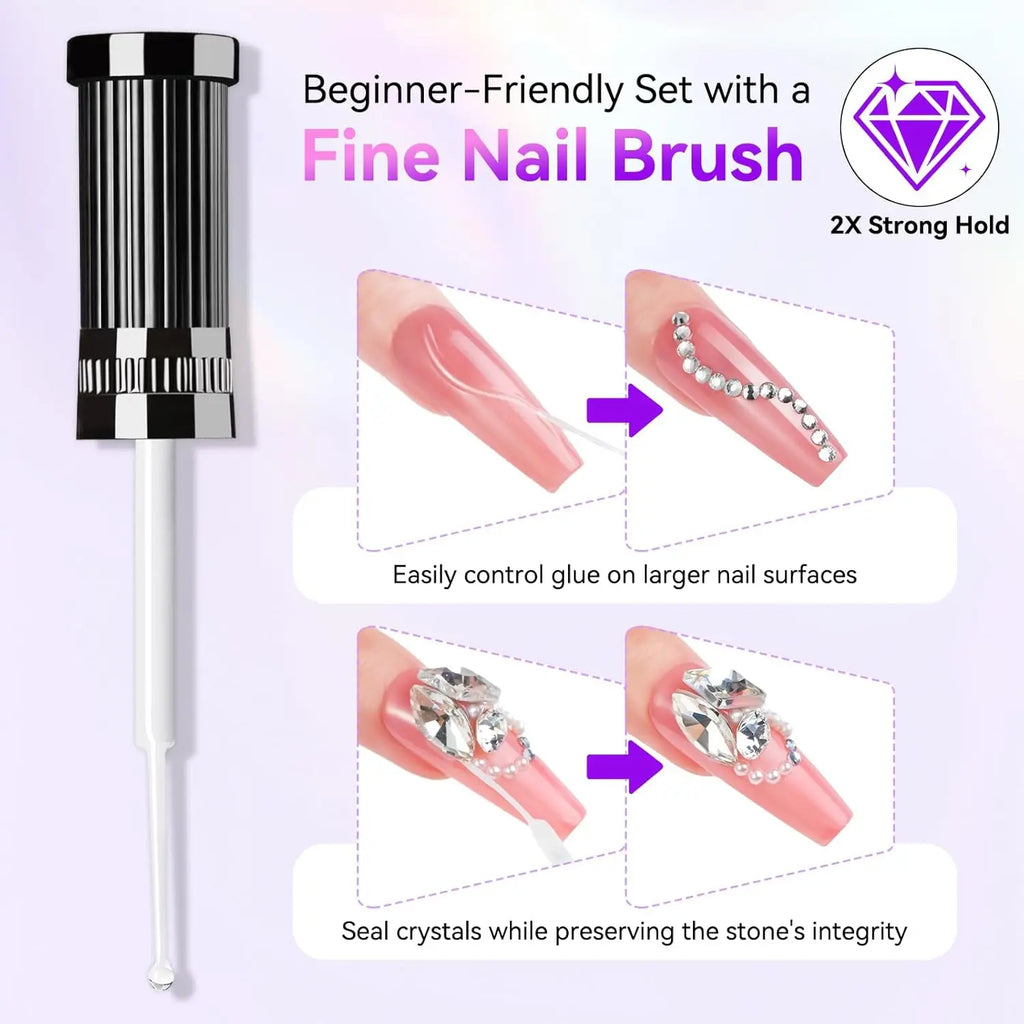 Makartt Nail Rhinestone Glue Gel,with Brush Pen Tip Super Strong Adhesive